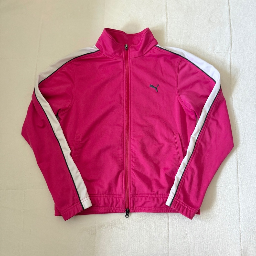 Puma Vintage 2004 Hot Pink Track Jacket with White Accents, Small